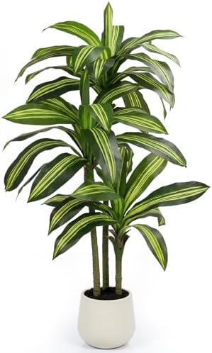 5FT Artificial Tree Dracaena Plant in Decorative Pot-Realistic Fake Plant for Indoor Outdoor Use,Home Office Living Room Decor,Real Touch Leaves,Housewarming Gift,Black Planter by Unknown
