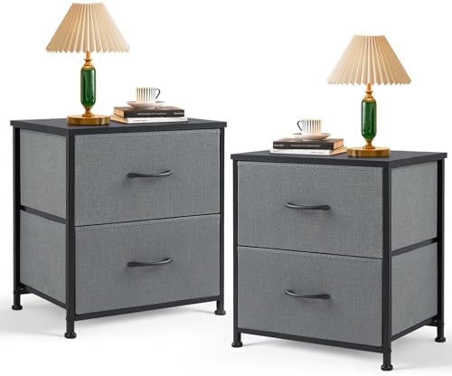 Nightstand Set of 2 Small 2 Drawer Dresser End Table Bedside Furniture by SageNest