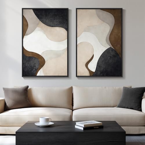 Large Framed Modern Abstract Wall Art for Living Room Set of 2, 24x36 In by Cuspin