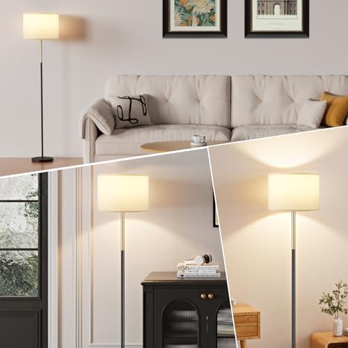 Ambimall 60'' Modern Floor Lamp with Shade, Tall Lamps for Living Room, Bedroom, Office, Dining Room, Gold & Black Lamp Pole(Without Bulb) - Image 6