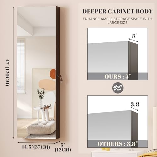Vlsrka 47.2" Jewelry Armoire Organizer, Wall/Door Mounted Jewelry Cabinet - Image 4
