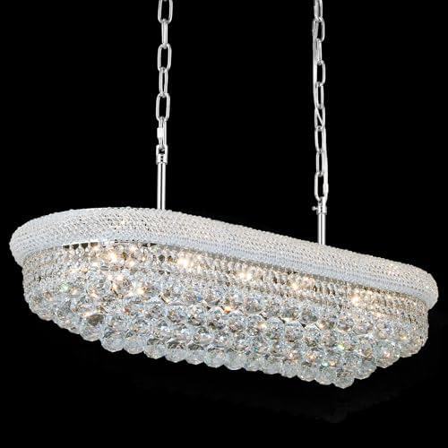 Chrome Crystal Chandeliers for Dining Room，11-Lights L35.4 Inch by Gifarich