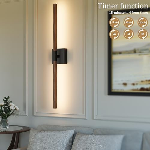 Rayogale Black Walnut Rechargeable Wall Sconce with Remote Control 32 Inch - Image 5