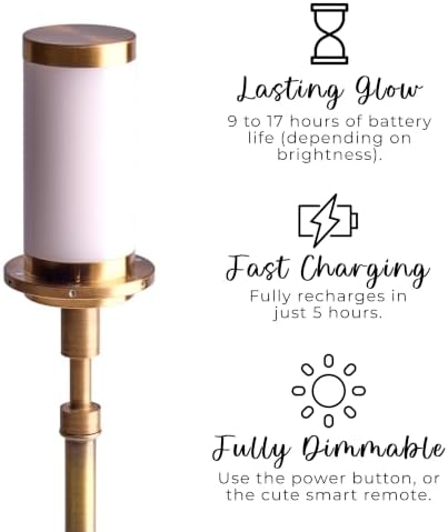 Pooky Lighting Cecily Rechargeable Ceramic Table Lamp 15" - Cordless Lamp - Image 5