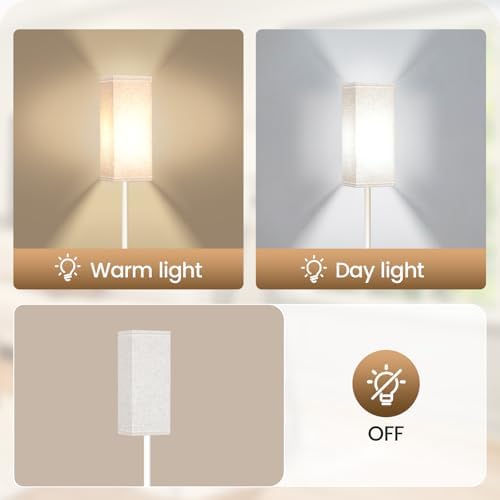 Floor Lamp, Pole Lamp with Foot Switch, Modern Standing Lamp Shade, Minimalist Freestanding Lamp (Bulb Not Included), for Living Room, Bedroom Office ETL Listed, White and Beige WE07LD05 - Image 4