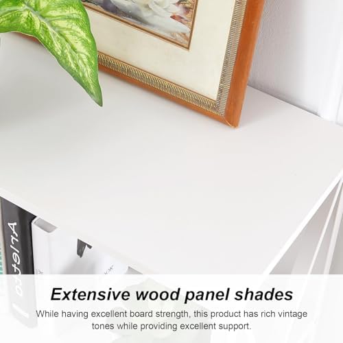 HOMISSUE Bookshelf, 7-Tier Bookshelf, Rustic Wood Metal Bookshelves and Bookcases, Freestanding Open Bookshelf, Industrial Tall Bookcase for Home Office, Living Room and Bedroom, White - Image 6