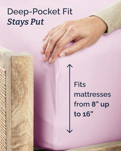 Twin Size 3 Piece Sheet Set - Breathable & Cooling Sheets - Light Pink - Image 4