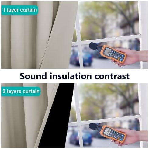 NICETOWN Natural 100% Blackout Lined Curtains, 2 Thick Layers Completely Blackout Window Treatment Thermal Insulated Drapes for Kitchen/Bedroom (1 Pair, 62 inches Width x 63 inches Length Each Panel) - Image 4