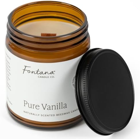 Fontana Candle Co Wood Wick Beeswax Candle, Vanilla by FontanaCandleCo