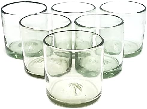 Clear 12 oz Large DOF Glasses (set of 6), Recycled Glass, Lead-free, Toxin-Free (12oz Large DOF) by MexHandcraft