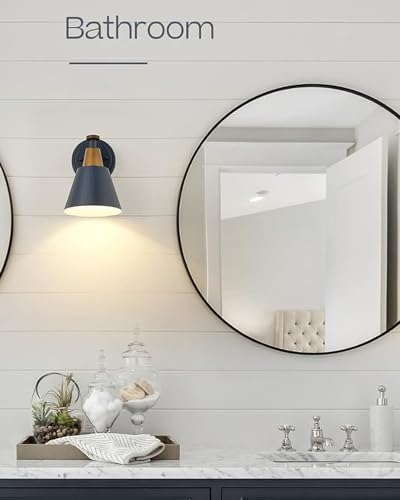 FEMILA 1-Light Wall Sconces, Modern Sconces Wall Lighting with Hammered Metal Shade, Bathroom Vanity Light Fixtures Wall Lamp for Mirror Bedroom, Dark Blue,4FG59B Blue - Image 5