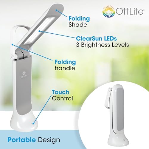 OttLite Dimmable LED Task Lamp, Portable with Carry Handle, White - Image 2
