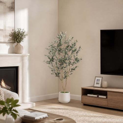 5FT Artificial Olive Tree Indoor with Elegant White Planter - Image 7
