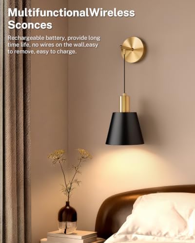SAIMAND Battery Operated Wall Sconces Set of 2,Wireless Rechargeable Lights - Image 2