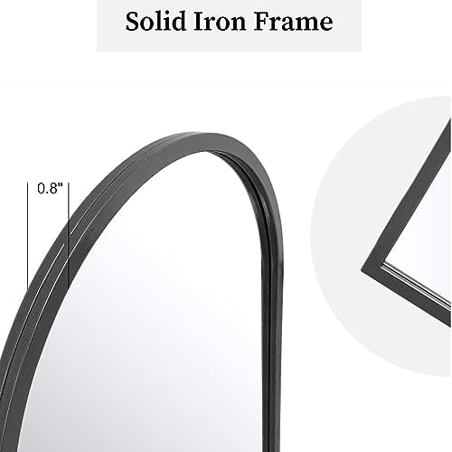 Dewfig Arched Window Wall Mirror, 42"x24" Windowpane Mirror, Black - Image 5