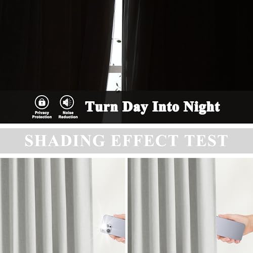 Vision Home Light Gray Pinch Pleated Full Blackout Curtains Linen Blended 60" Wide Thermal Insulated Window Panels for Bedroom Living Room Darkening Pinch Pleat Drapes with Hooks Back Tab 60"Wx72"Lx1 - Image 5