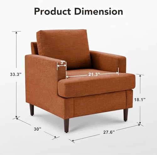 Weture Mid-Century Accent Chair, Orange Armchair Living Room Chairs, 2 Pack - Image 2