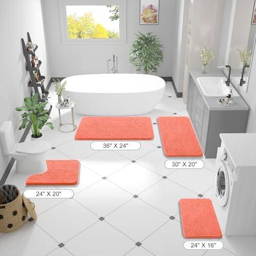 OLANLY Bathroom Runner Rugs 47x20, Extra Soft Absorbent Chenille Bath Rugs - Image 2