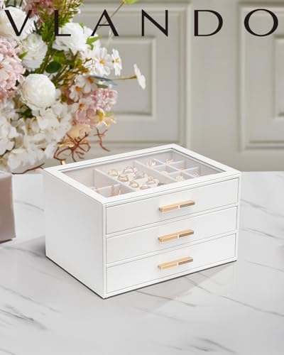 VLANDO Jewelry Box Organizer, 7-Layer Storage Drawers, Glass Window, Modern - Image 2