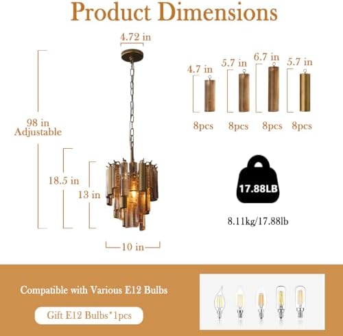 Glass Pendant Light, 10" Gold Modern 1-Light Pendant Lights Kitchen Island - Image 4