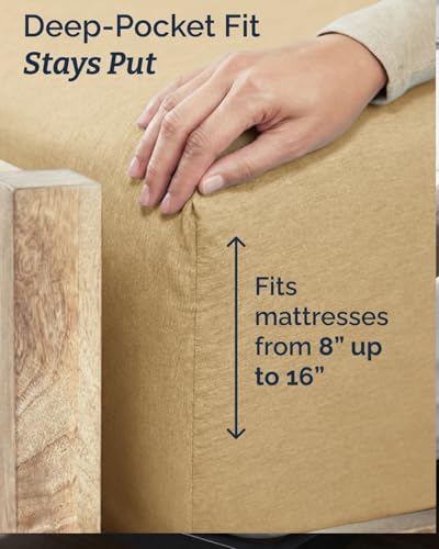 Twin XL 3 Piece Sheet Set - College Dorm Room Essentials - Heathered Tan - Image 4