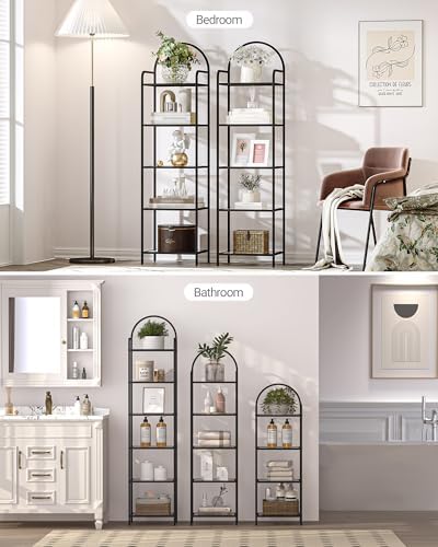 Hzuaneri Bookcase Bookshelf, Tempered Glass Bookshelves - Image 6
