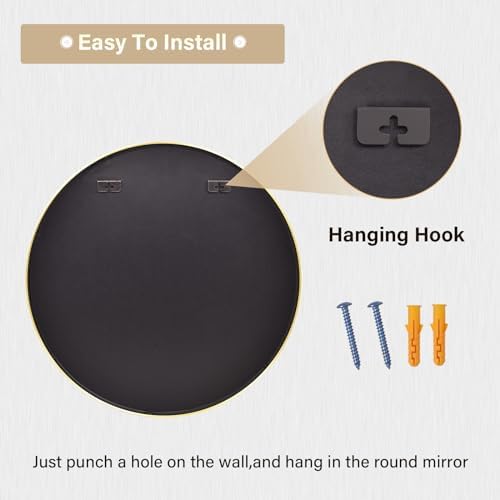 HARRITPURE 24 Inch Round Mirror Gold Circle Bathroom Mirror - Image 5