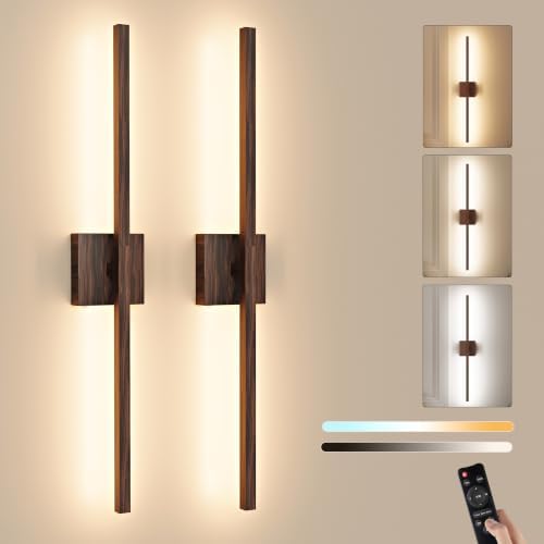 Rayogale Walnut Battery Operated Wall Sconce with Remote Control 36 Inch by Rayogale