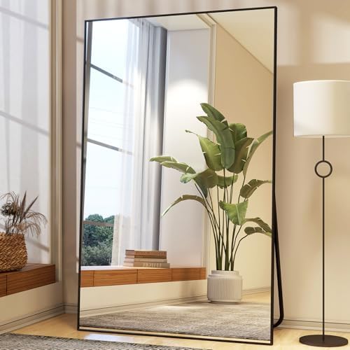 Easly 40"X86" Full Length Mirror with Stand, Black Large Floor Mirror - Image 2
