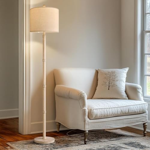 BOBOMOMO Retro Farmhouse Floor Lamp Rotary Switch, 62" Resin Vintage Floor Lamp, Rustic Tall Floor Lamps for Living Room, Corner, Bedroom, Office(Without Bulb) - Image 6