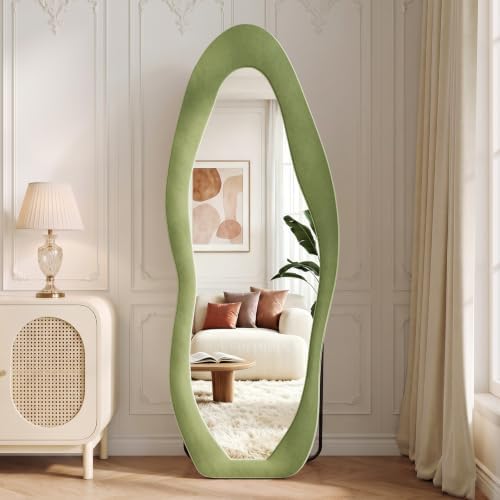 Koonmi Full Length Mirror 71"x30", Irregular Flannel Floor Mirrors - Image 5