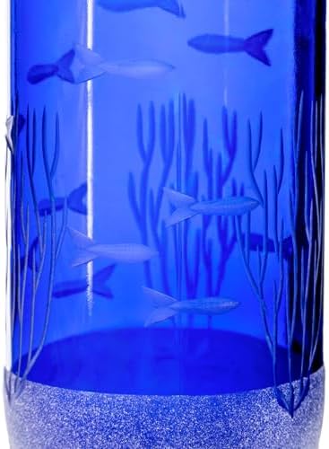 Rolf Glass School of Fish Twice Around Blue Pitcher and Mini Sipper | 13oz Recycled Glass Pitcher & 2” Mini Sipper | Tequila Tasting | Made From Recycled Bottles | Engraved in USA | 2pc + Gift Box Set - Image 2