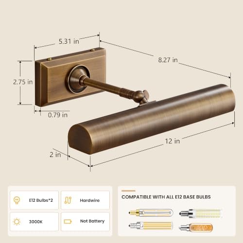 Bronze Picture lgiht Hardwired Picture Lighting 12 inch Art Light - Image 5