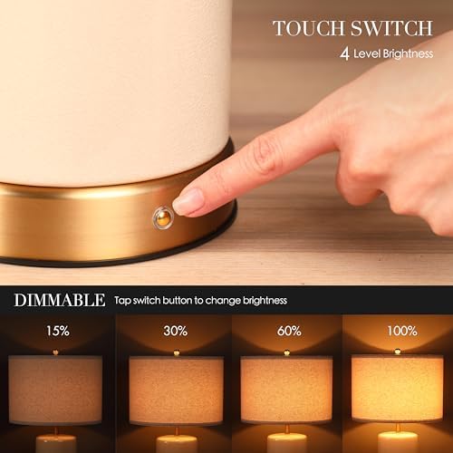 O’Bright Dune - Battery Powered Table Lamp, Rechargeable Cordless Ceramic Lamp, Full-Size 19.5 Inch Height, Dimmable, Smart Safety Protection, Type-C Fast Charging, LED Bulb Included, Cream White - Image 3