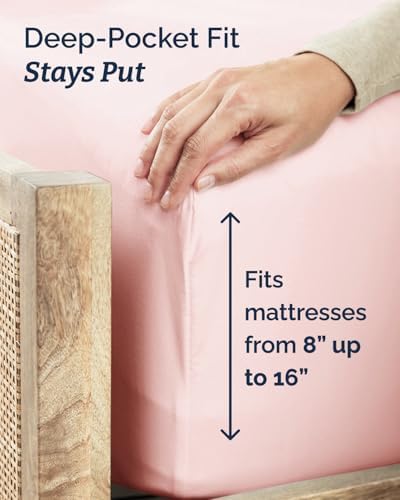 Twin Size 3 Piece Sheet Set - Comfy Breathable & Cooling Sheets - Baby Pink - Image 4