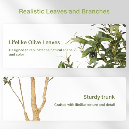 FEELEAD Olive Tree Artificial Indoor 6ft with Planter for Living Room Decor - Image 4