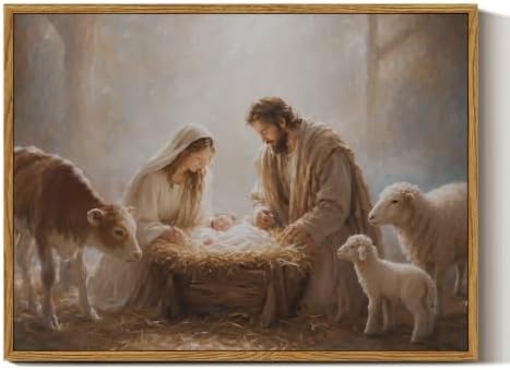 InSimSea Vintage Nativity Art Christmas Decor, Framed, 16x12in by InSimSeaArt