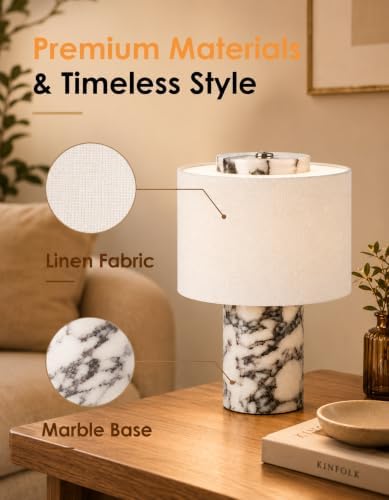 Cordless Marble Table Lamp with Natural Veining Decorative Ambient Lamp - Image 2