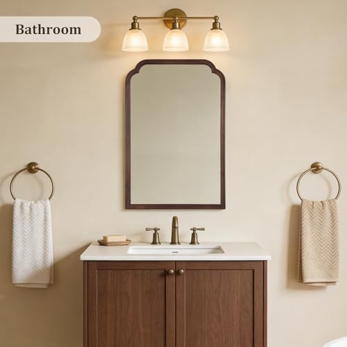 WallBeyond Wooden Framed Wall Mirror, Natural Wood Bathroom Vanity Mirror for Entryway, Living Room or Bedroom Home Decor Vertical or Horizontal Hanging [24" x 36" Walnut Color] - Image 2