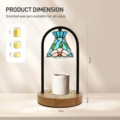Cherry Blossom Tiffany Candle Warmer Lamp, Fixed Arch Wood - Image 2
