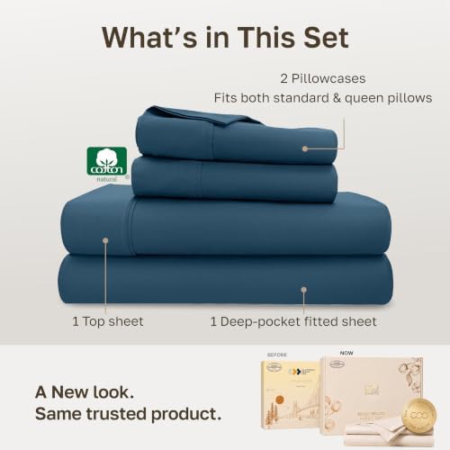 California Design Den Soft 100% Cotton Queen Sheet Set Deep Pocket, 4 Pcs - Image 3