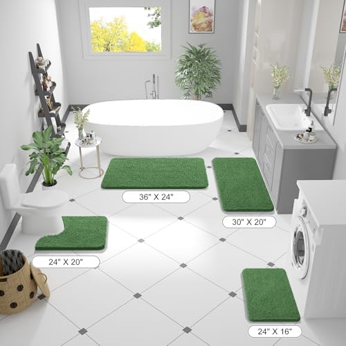 OLANLY Bathroom Runner Rugs 47x17, Extra Soft Absorbent Chenille Bath Rugs - Image 2