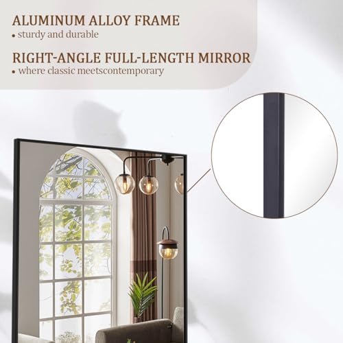 Koonmi 71"x26" Floor Mirror Full Length, Bedroom Floor Body Mirror with Stand, Large Black Mirror, Leaning, Standing or Hanging Horizontally/Vertically - Image 3