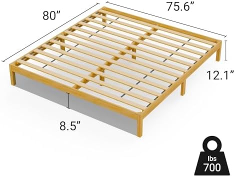 LIFEMENT King Bed Frame Classic Wood Platform, Noise Free, Under Bed Storage, No Box Spring Needed, Easy Assembly, Natural - Image 2