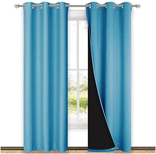 NICETOWN Blackout Curtains 80 inches Long, 2 Pieces, 42" Wide Each Panel, Teal Blue, Full Light Blocking Drapes with Black Liner for Nursery, Thermal Insulated Draperies for Hall, Villa by NICETOWN