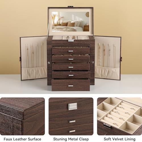 Frebeauty 6-Layer Jewelry Box for Women,Large Jewelry Organizer with Drawer - Image 4