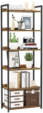 NUMENN Bookshelf, 6 Tier Freestanding Shelving Unit, Vintage by NUMENN