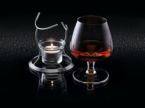 BarCraft Brandy Glass and Warmer Gift Set, 350ml Glass, Tea Light Holder and Metal Stand, 3-Piece Set - Image 2