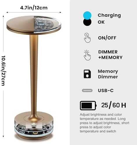 Cordless Rechargeable LED Table Lamp Set of 2 Bronze - Image 3