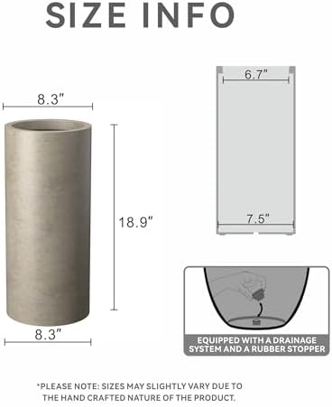 Kante Small Round Column Weathered Concrete Planter 18.9" Tall, Outdoor - Image 2